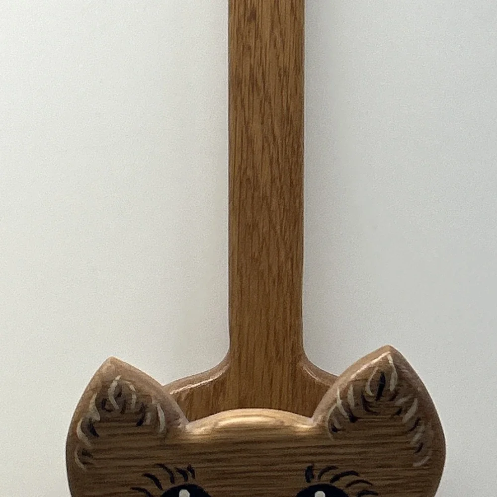 Vintage Handmade 80s Wood Cat Spare Toilet Paper Rolls Holder Cottagecore Granny